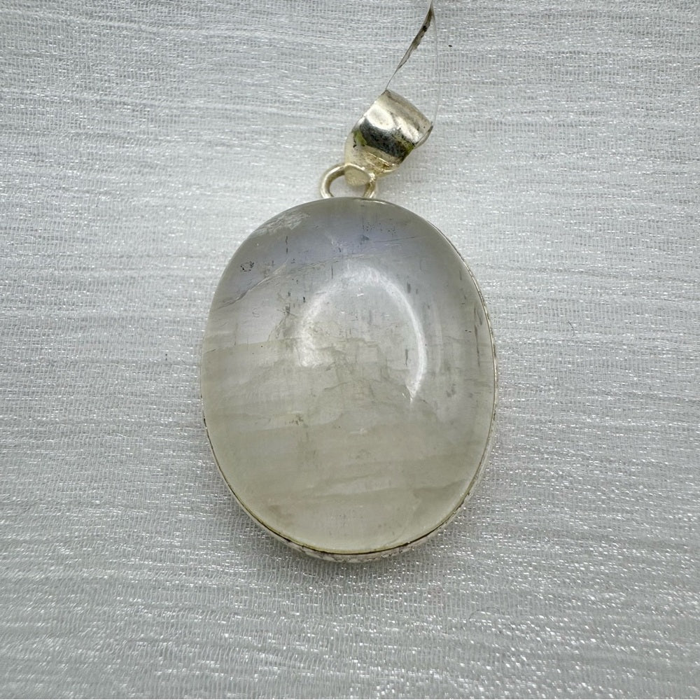 Rainbow Moonstone Doible Band S925 Oval Pendant