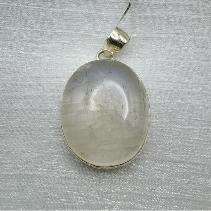 Rainbow Moonstone Doible Band S925 Oval Pendant