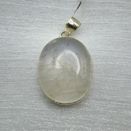 Rainbow Moonstone Doible Band S925 Oval Pendant