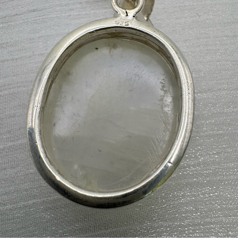 Rainbow Moonstone Double Band Oval Pendant