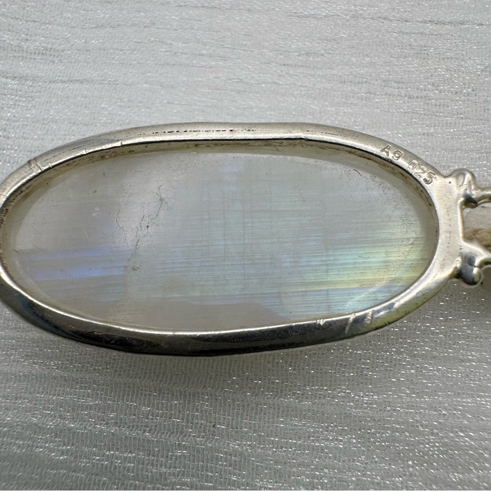 Rainbow Moonstone Oblong Pendant