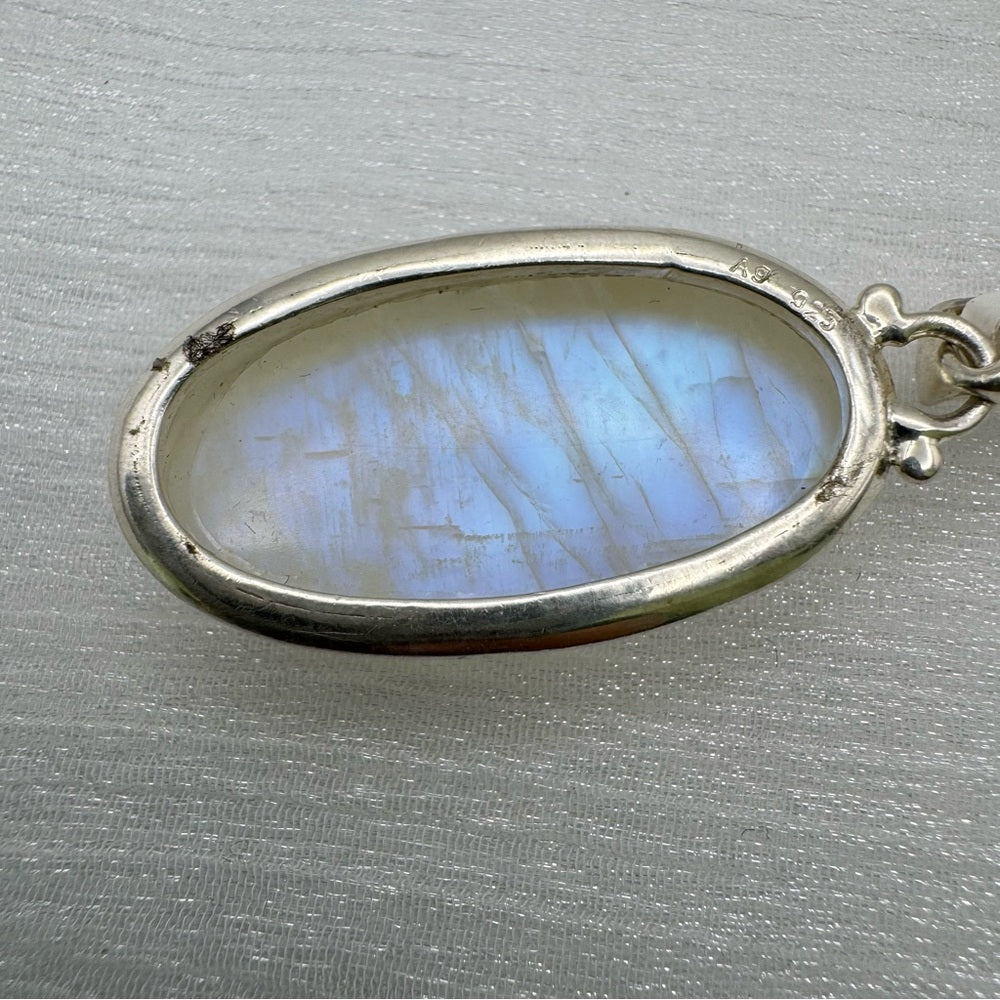 Rainbow Moonstone Oblong Pendant