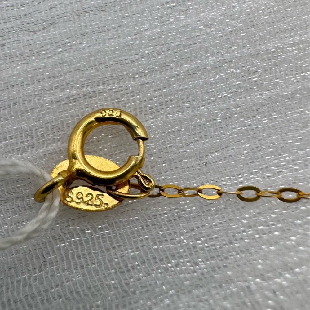 Natural Freshwater Pearl Gold Over S925 Sterling Silver Chain Necklace