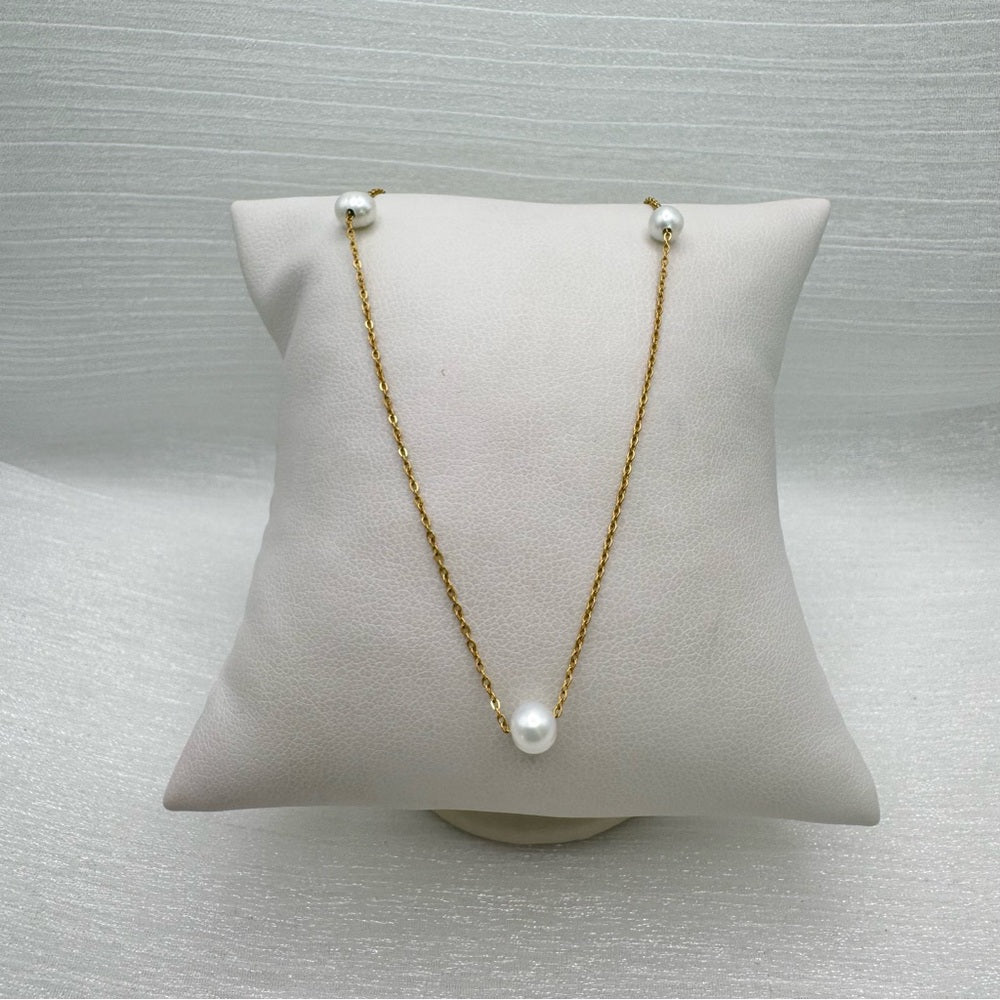 White Freshwater Satellite Necklace