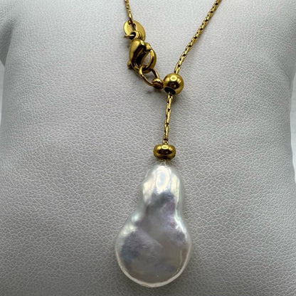 Hematite Star & Freshwater Pearls Gold Adjustable Necklace