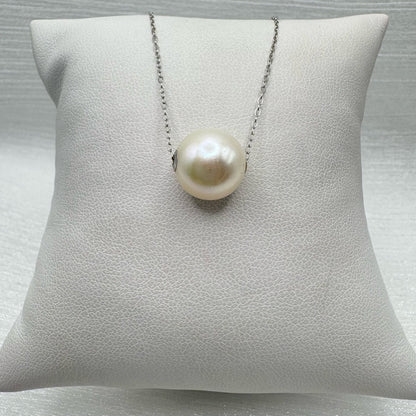 Floating Freshwater Pearl Sterling Silver Adjustable Necklace