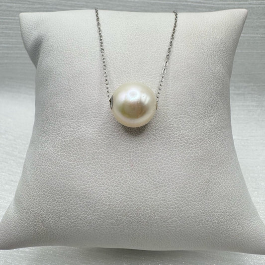 Floating Freshwater Pearl Sterling Silver Adjustable Necklace