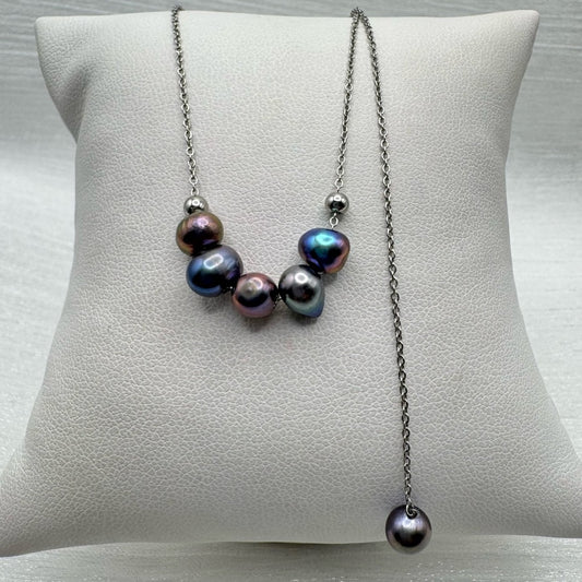Black Freshwater Pearl Sterling Silver Necklace