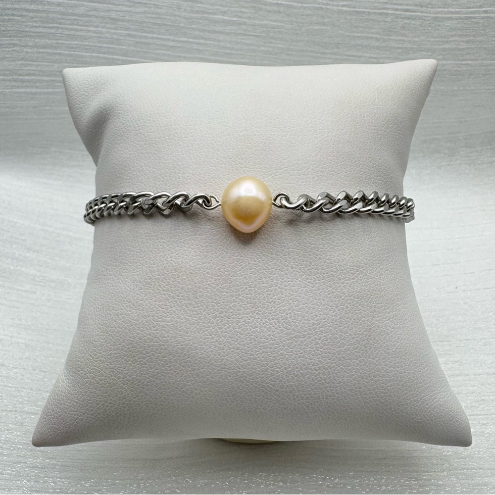 Golden Pearl Silver Bracelet