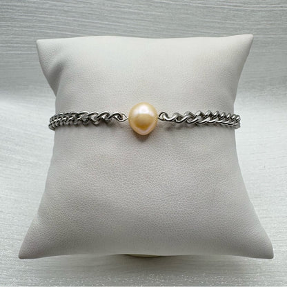 Golden Pearl Silver Bracelet