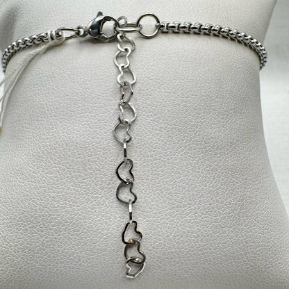 Natural Freshwater Pearl Silver Paperclip Bracelet