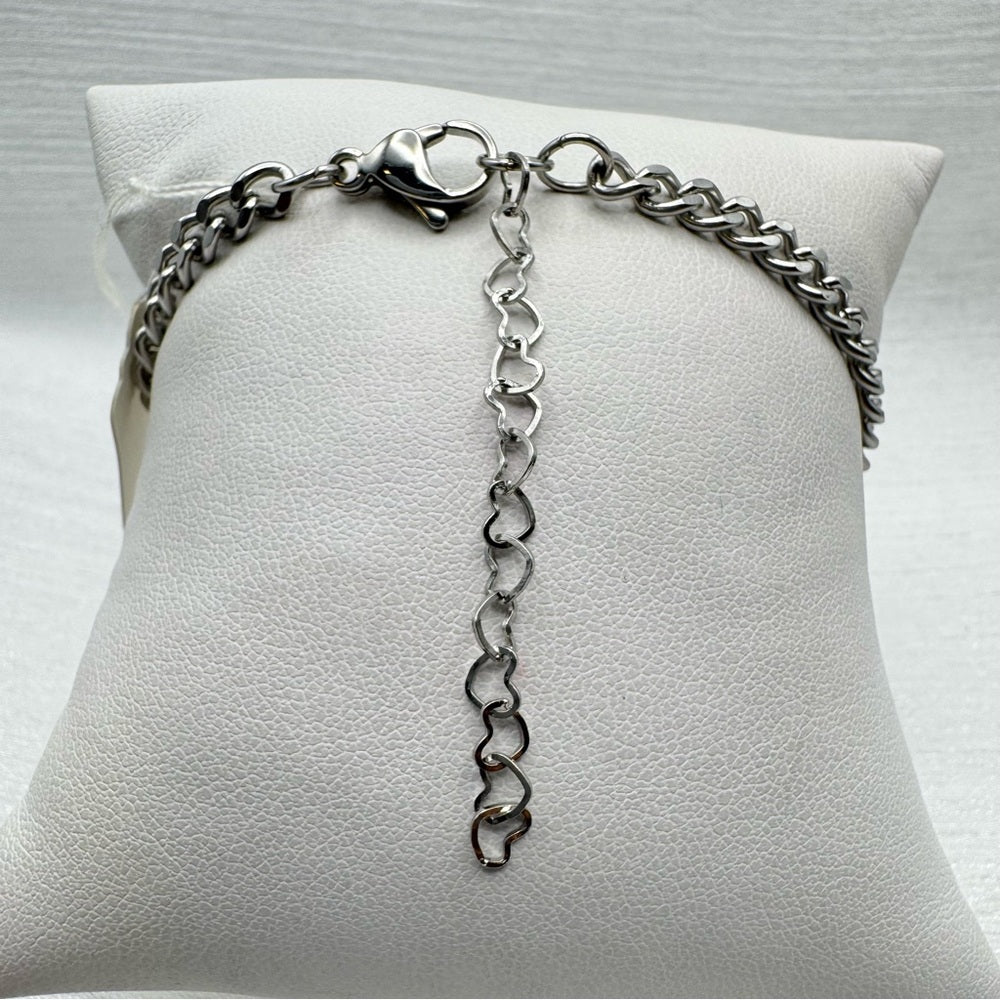 Golden Pearl Silver Large Paperclip Bracelet