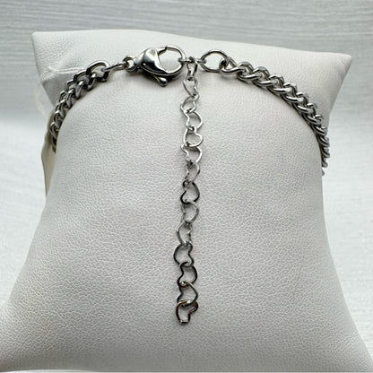 Golden Pearl Silver Large Paperclip Bracelet