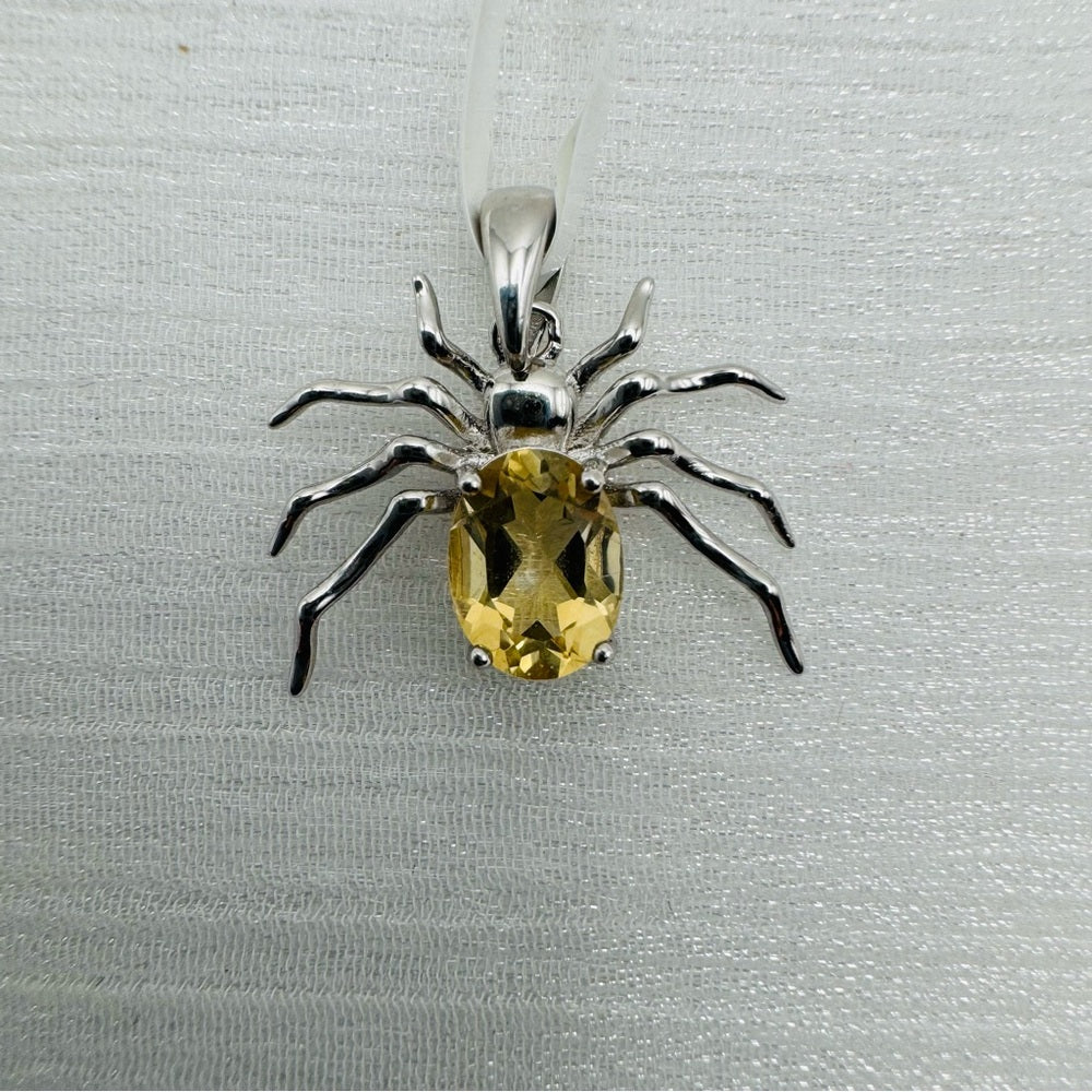 S925 Citrine Spider Pendant
