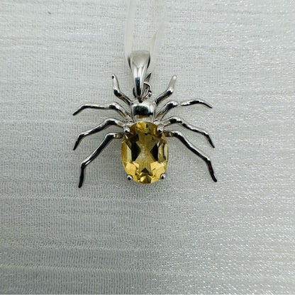 S925 Citrine Spider Pendant