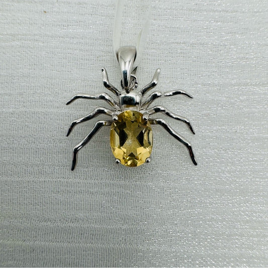 S925 Citrine Spider Pendant