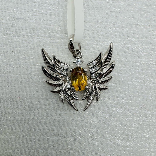 S925 Citrine Wing Pendant