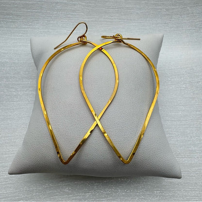 #2 Gold Handmade Hammered Leaf Dangle Earrings