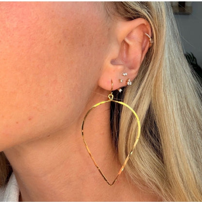 #2 Gold Handmade Hammered Leaf Dangle Earrings