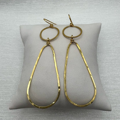 #11 Gold Handmade Hammered Circle & Teardrop Dangle Earrings