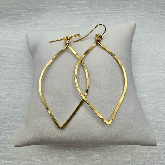 #5 Gold Handmade Hammered Leaf Dangle Earrings