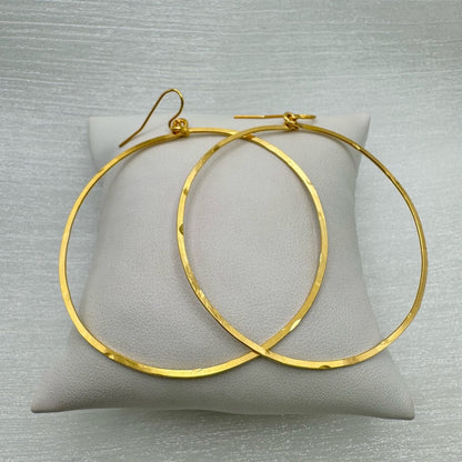 #63 Gold Handmade Hammered XL Circle Dangle Earrings