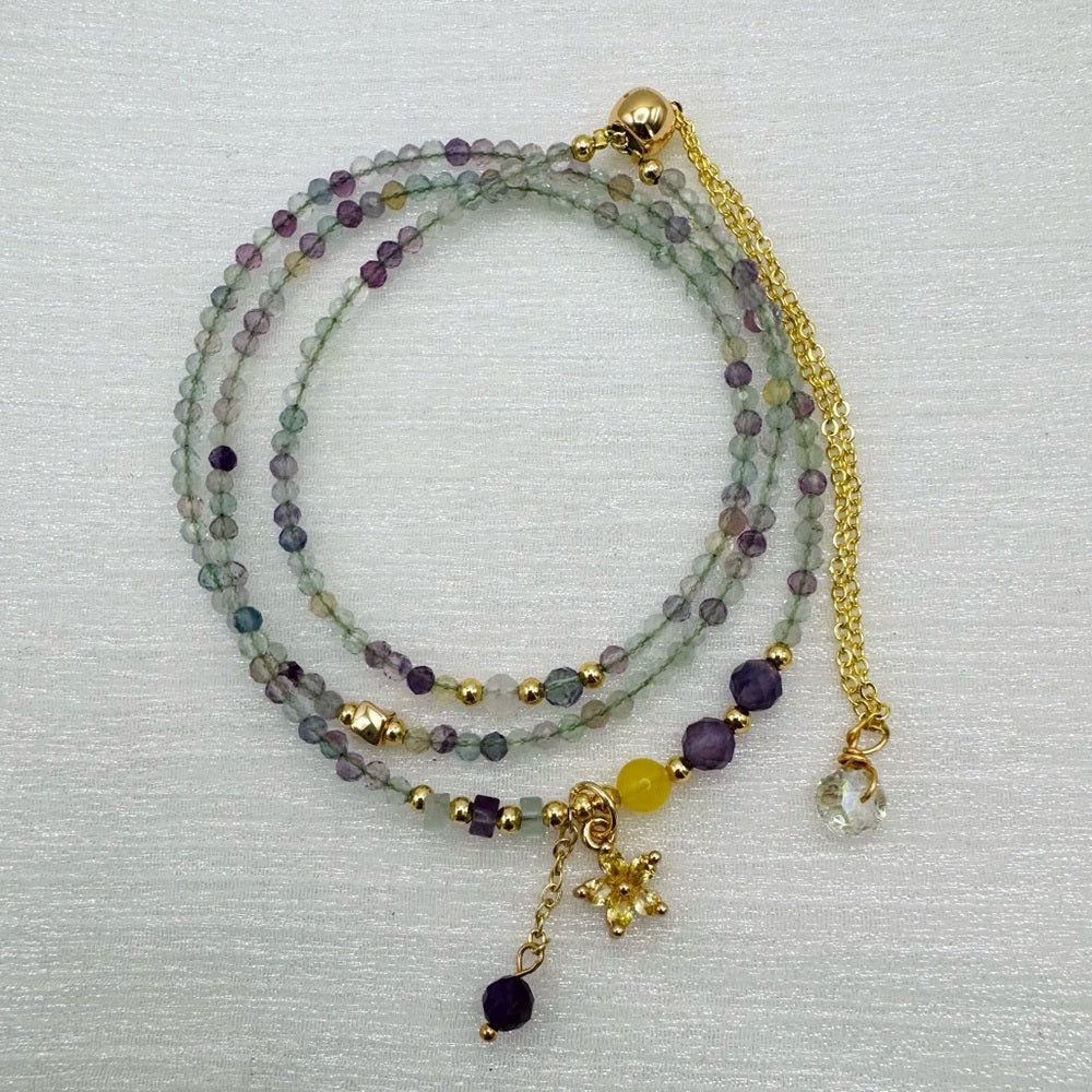 Rainbow Fluorite Adjustable Necklace 20” and 5” extender
