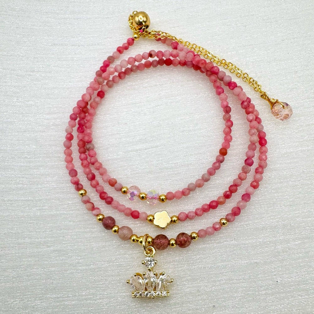 Pink Opal and Strawberry Quartz Adjustable Necklace