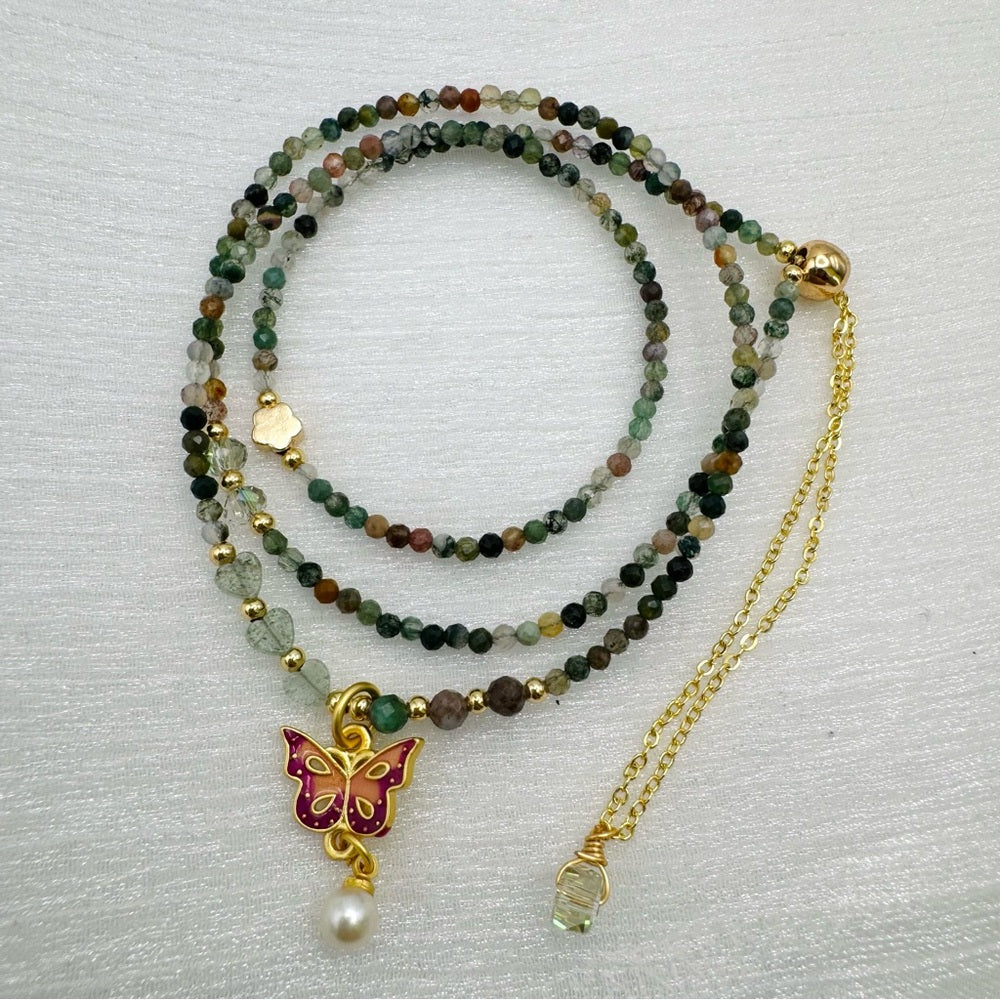 Indian Agate & Aventurine Adjustable Necklace