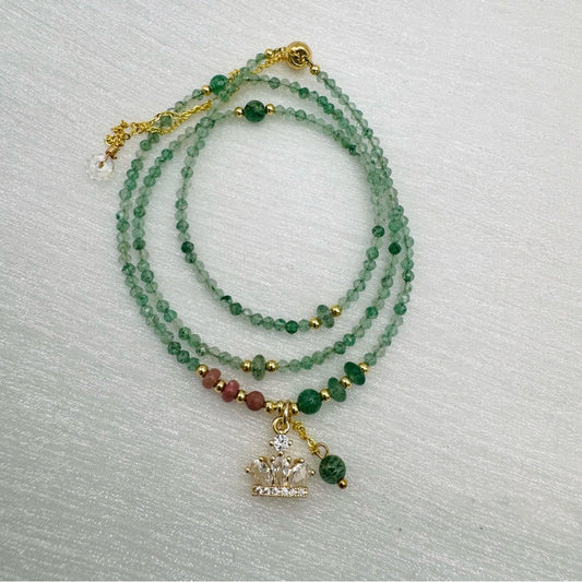 Green Aventurine & Rhodonite Adjustable Necklace