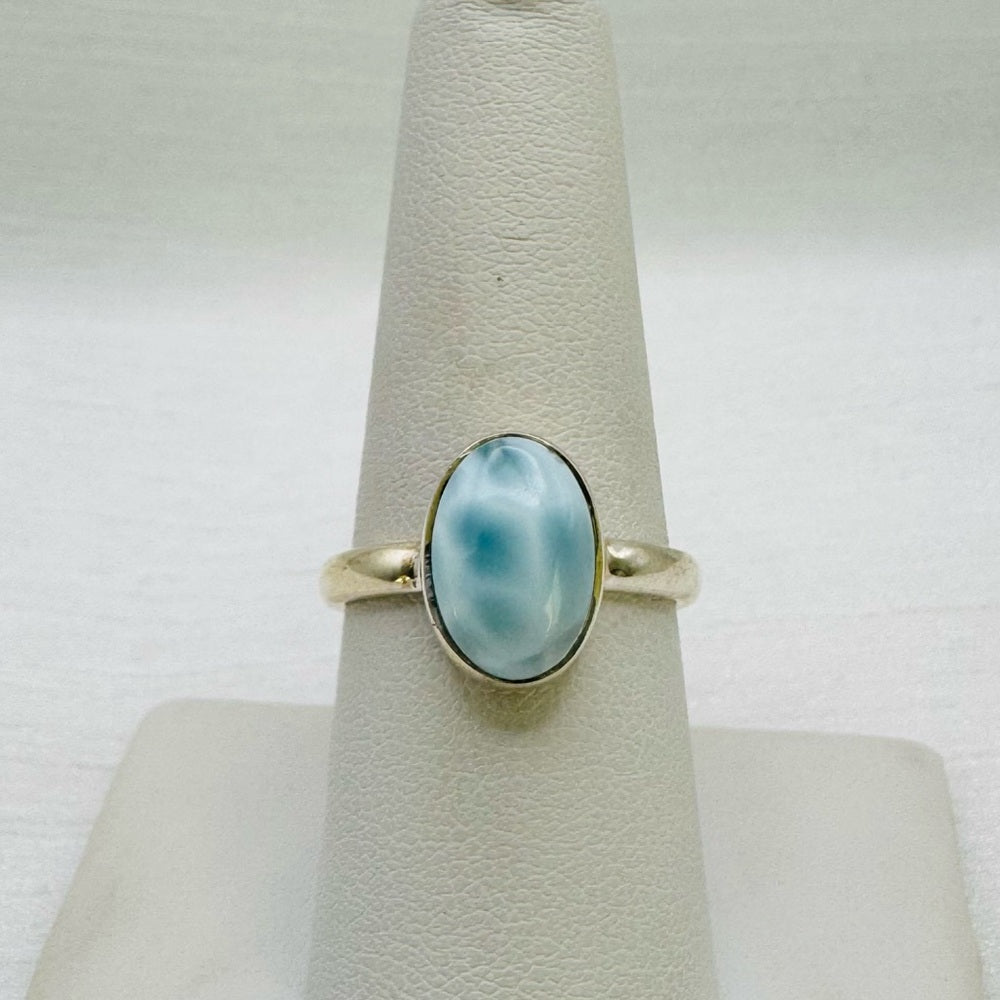 S925 Oval AAA Larimar Ring