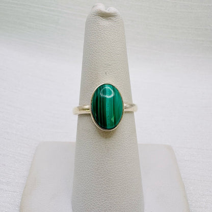 S925 Oval Malachite Ring