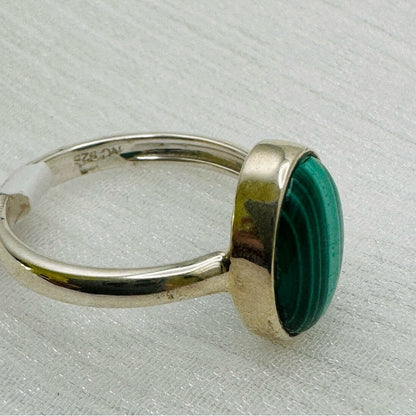 S925 Oval Malachite Ring