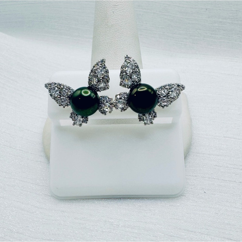 Butterfly Pearl Stud Earrings