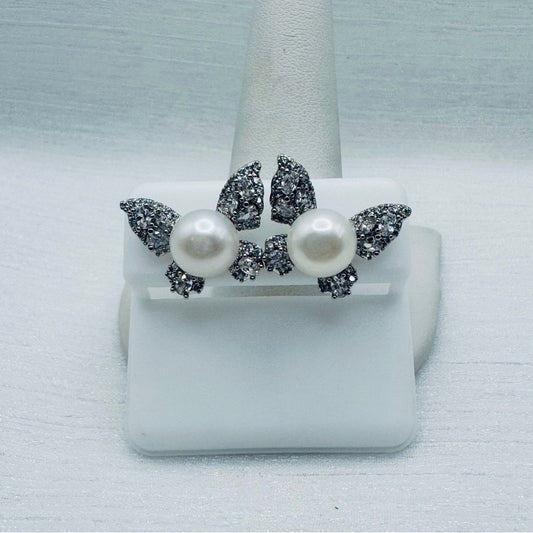 Butterfly Pearl Stud Earrings