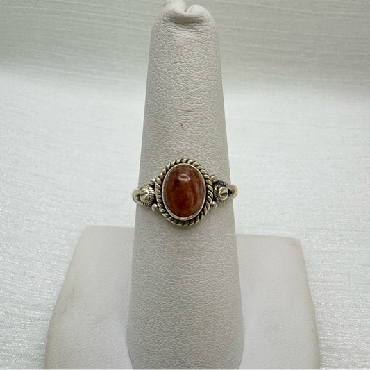 S925 Oval Sunstone Ring