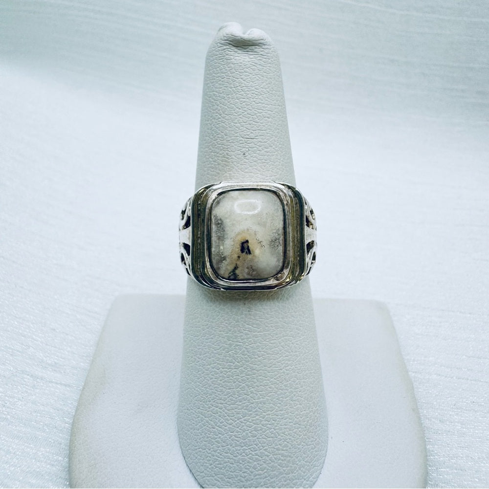 S925 White Buffalo Turquoise Ring