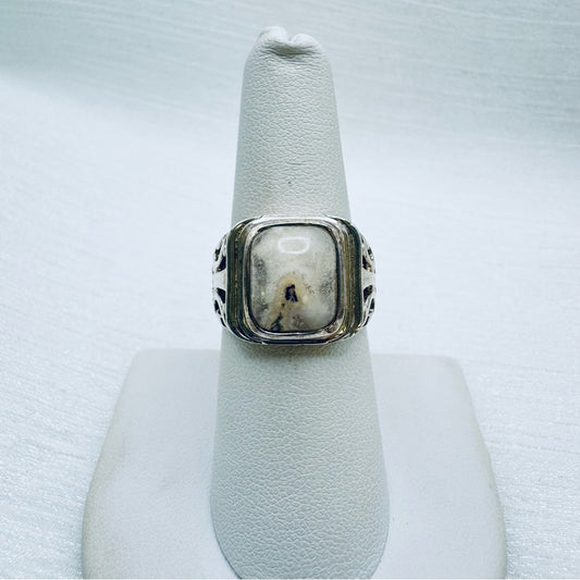 S925 White Buffalo Turquoise Ring
