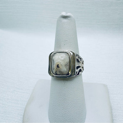 S925 White Buffalo Turquoise Ring