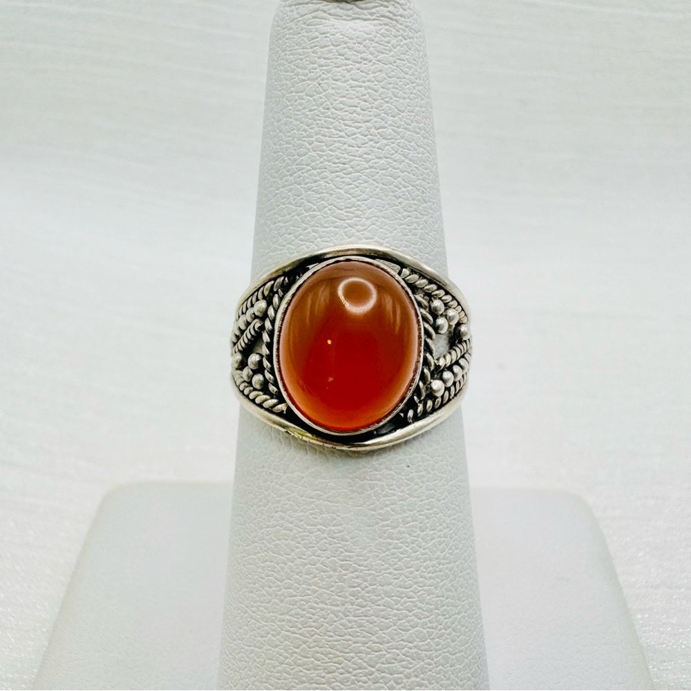 Carnelian Braided Sterling Silver Ring