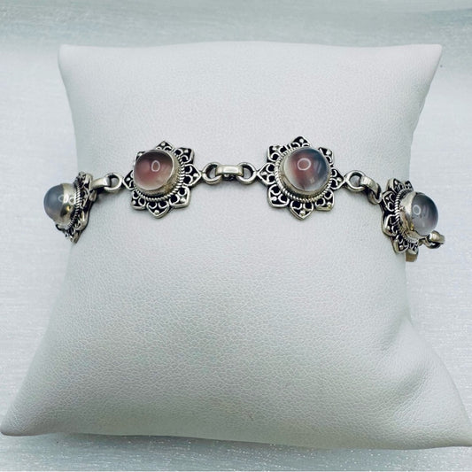 S925 Cabochon Moonstone Bracelet