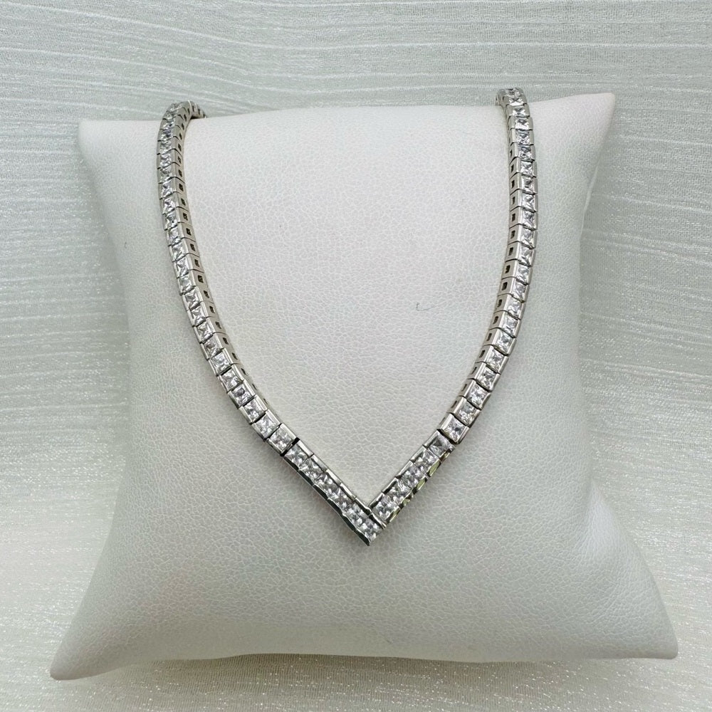 Crystal V Tennis Necklace