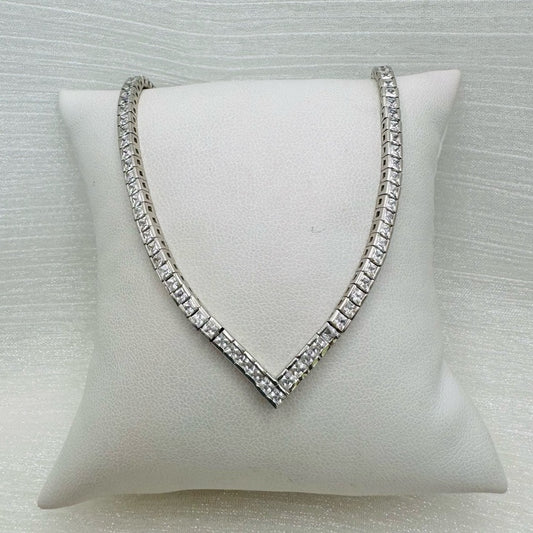 Crystal V Tennis Necklace