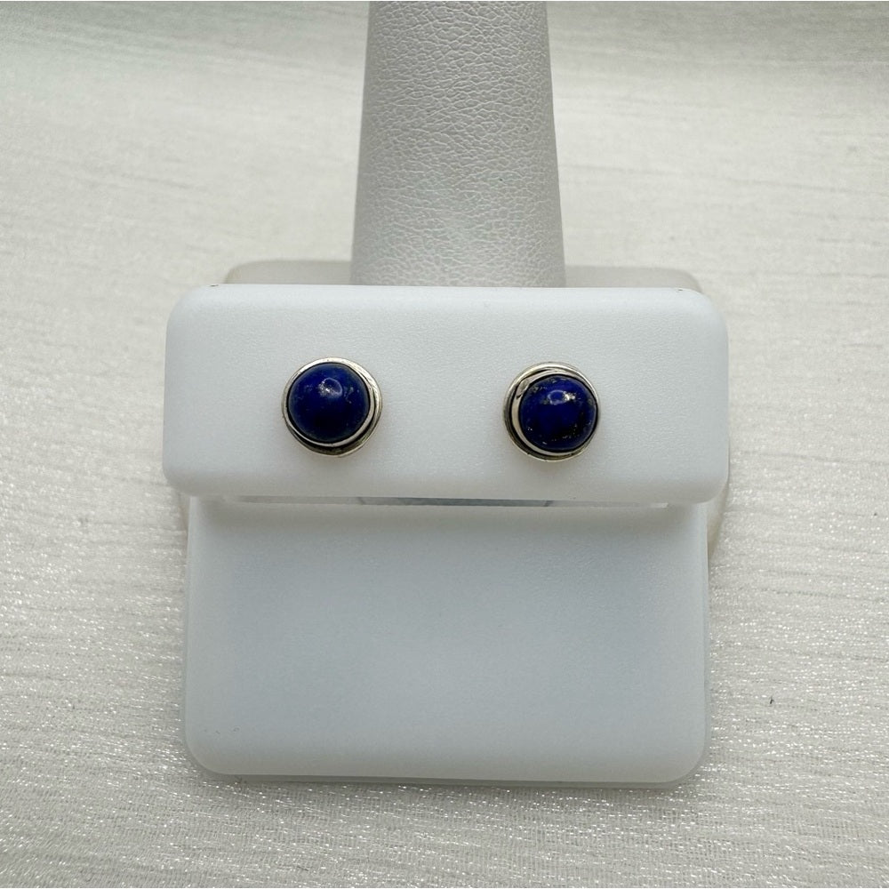 Double Band Lapis Stud Earrings