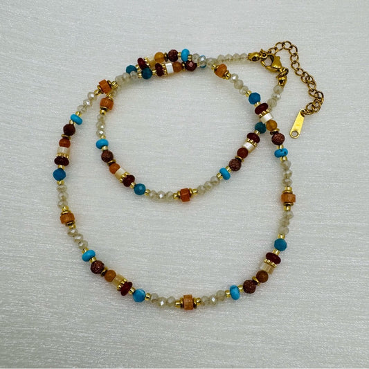 Mixed Gemstone and Swarovski Crystal Necklace