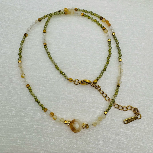 Citrine & Peridot Gemstone Necklace