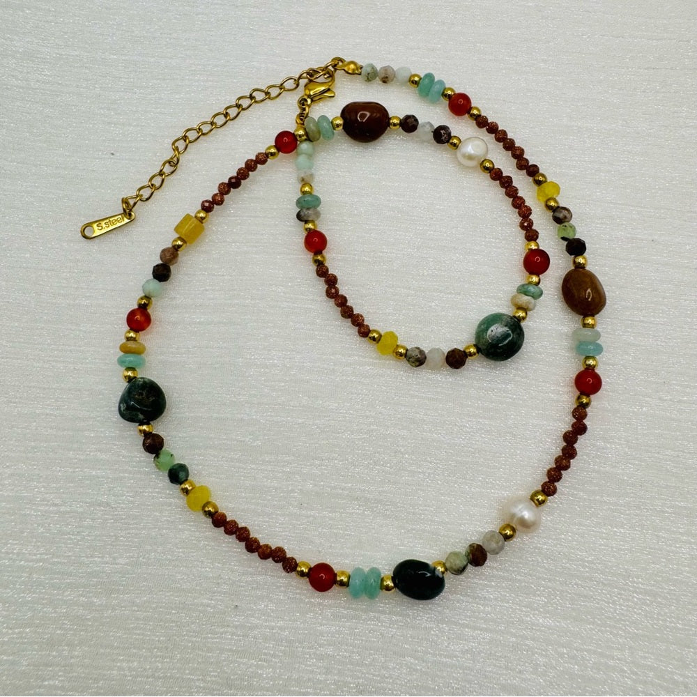 Sandstone, Carnelian and Mixed Gemstone  Necklace