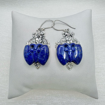 Butterfly Lapis Dangle Earrings S925 Sterling Silver