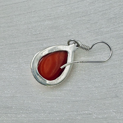S925 Carnelian Teardrop Dangle Earrings