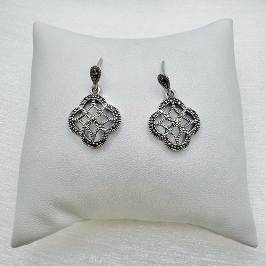 S925 Marcasite Flower Earrings
